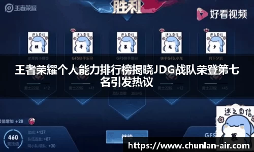 王者荣耀个人能力排行榜揭晓JDG战队荣登第七名引发热议